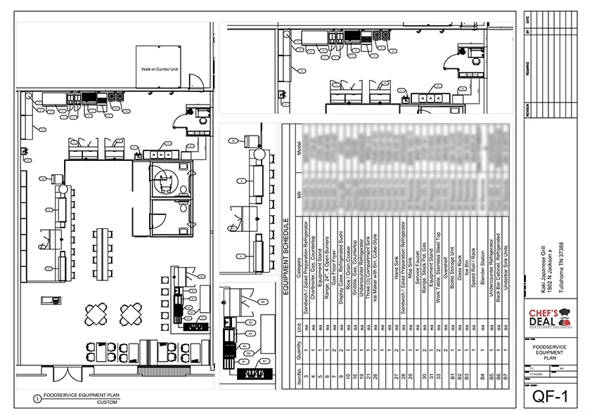 CAD foodservice equipment plan