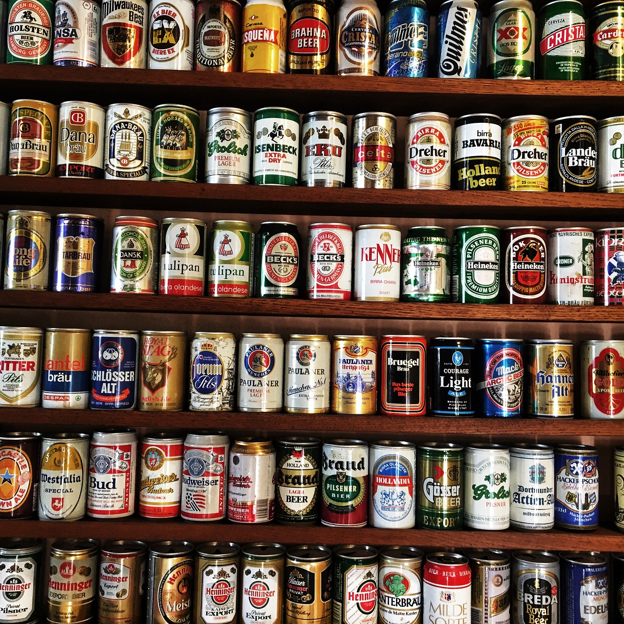 Beer Cans On Shelves