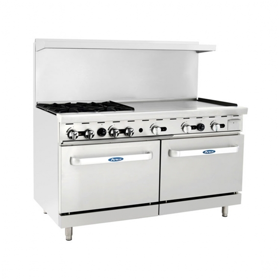 Atosa USA AGR-4B36GR-LP 60-Inch, Gas Restaurant Range, (2) Standard Ovens, (4) Open Burners, (1) 36-Inch Griddle