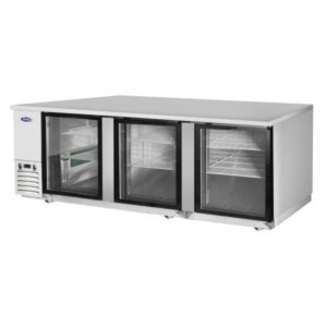 Atosa USA MBB90G-GR 89" Three Section Back Bar Cooler with Glass Door, 30.1 cu. ft.- International Beer Day - Chef's Deal