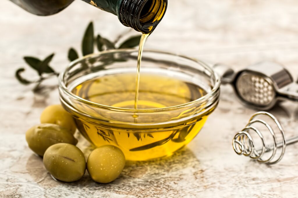 Mediterranean olive oil in bowl