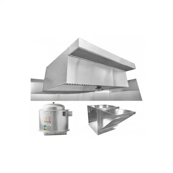 HoodMart EXH004PSP 4 FT Restaurant Hood System w/ PSP Makeup-Air, 18 Gauge 430 SS - Commercial Kitchen Ventilation System 