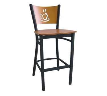 ATS Furniture 72-BS VS Bar Stool with Solid Wood Back and Veneer Seat, Black