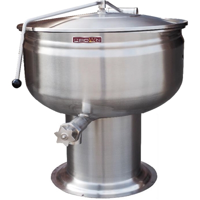 Crown DP-40F Pedestal Base Stationary Direct Steam Kettle w/ Full Jacket, 40 Gallon Capacity