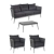 emu A1710 Elly Outdoor Lounge Set w/ Sofa, 2x Armchairs & Low Table, Dark Grey Cushions