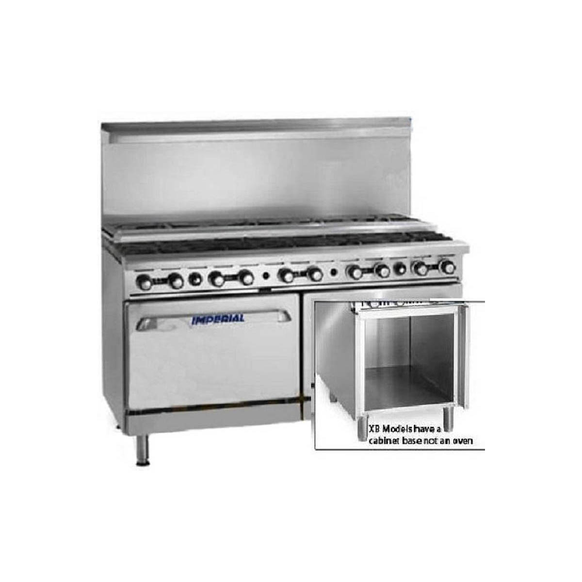 Imperial IR-10-SU-C-XB 60“ Gas Restaurant Range w/ 5 Open Burners, 5 Step-Up Open Burners, Convection Oven, Open Cabinet