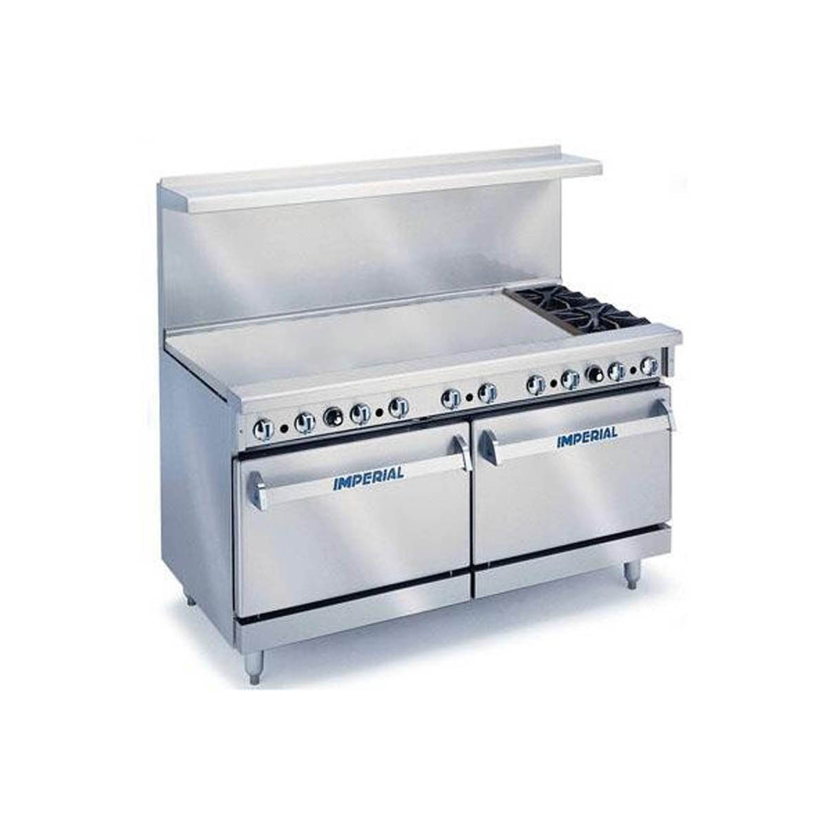 Imperial IR-2-G48-C 60“ Gas Restaurant Range w/ 2 Open Burners, 48“ Griddle, Standard Oven, Convection Oven