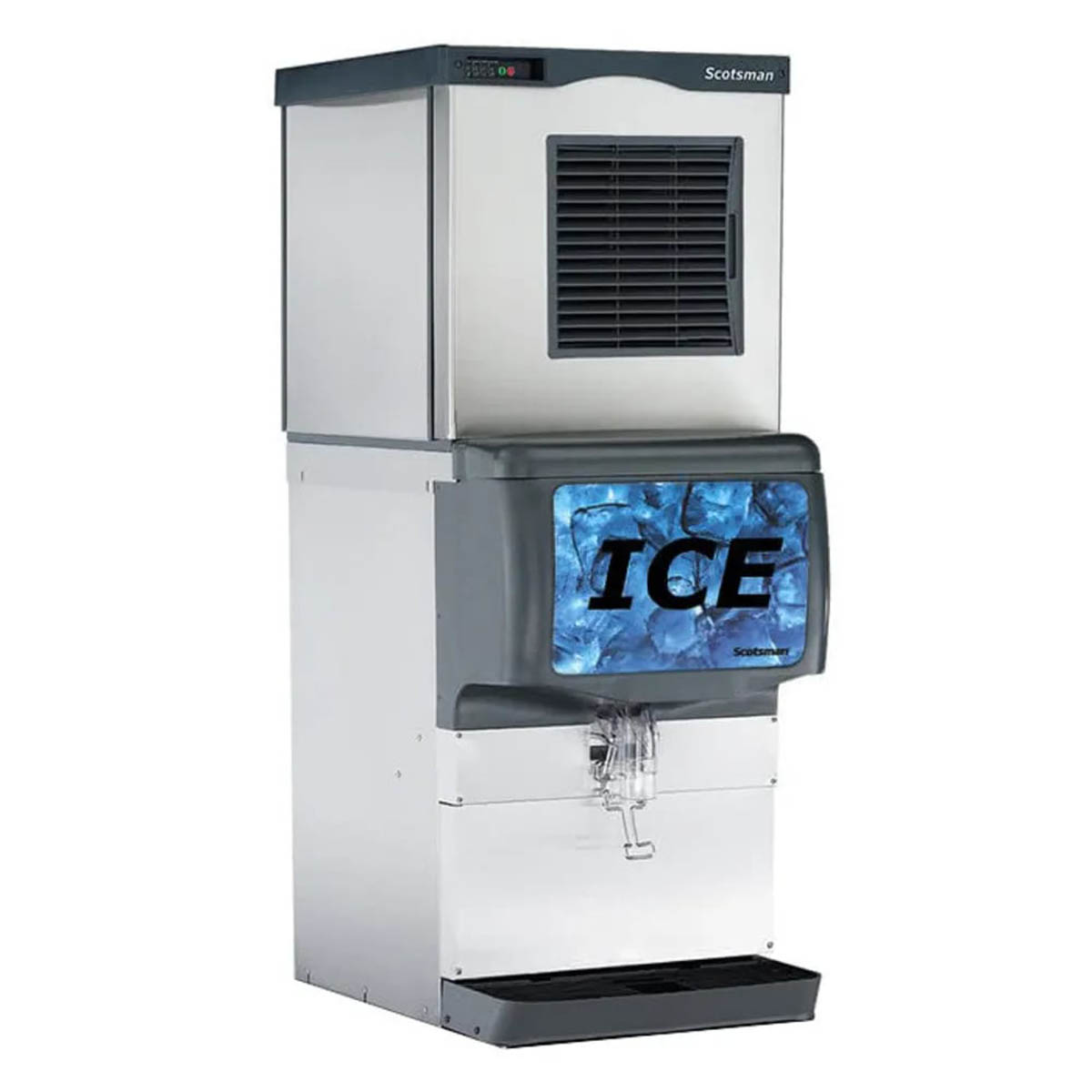 Scotsman C0322MA-1/ID150B-1/KBT42 356 lbs Full Cube Ice Maker with Countertop Ice Dispenser 150 lbs Storage