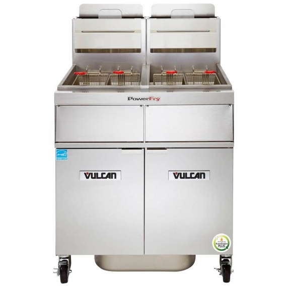 Vulcan 2TR45AF PowerFry3 Gas 90-100 lb. 2 Unit Fryer System w/ Solid State Analog Controls