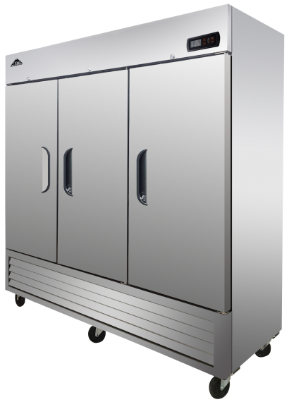 Akita ARF-72 Three Section Reach-In Freezer, Three Solid Door, Self-Contained Bottom Mount, 72 cu. ft.