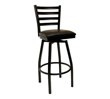 ATS Furniture 77-BSS Swivel Bar Stool with Ladder Back and Upholstered Seat, Black