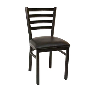 ATS Furniture 77 Indoor Side Chair with Ladder Back and Upholstered Seat, Black