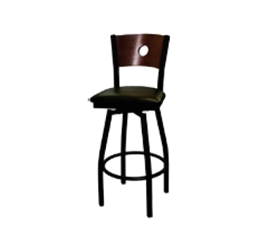 ATS Furniture 77A-BSS Swivel Bar Stool with Wood Back and Upholstered Seat, Black