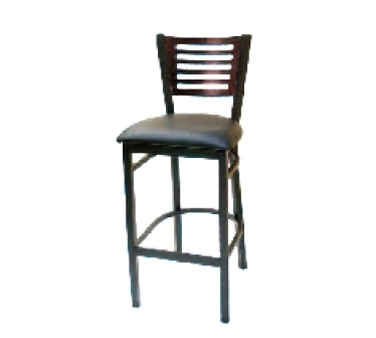 ATS Furniture 77E-BS Bar Stool with Wood Back and Upholstered Seat, Black