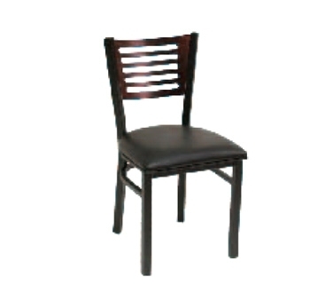 ATS Furniture 77E Indoor Side Chair with Wood Back and Upholstered Seat, Black