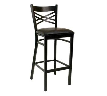 ATS Furniture 78-BS Bar Stool with Crisscross Back and Upholstered Seat, Black
