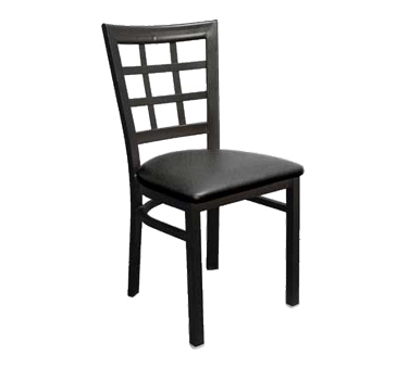 ATS Furniture 85 Indoor Side Chair with Nine Grid Back and Upholstered Seat, Black