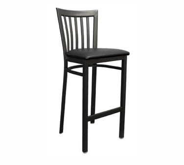 ATS Furniture 87-BS SWS Bar Stool with Slat Back and Solid Wood Saddle Seat, Black