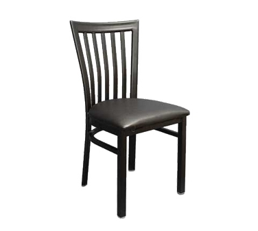 ATS Furniture 87 Indoor Side Chair with Slat Back and Upholstered Seat, Black