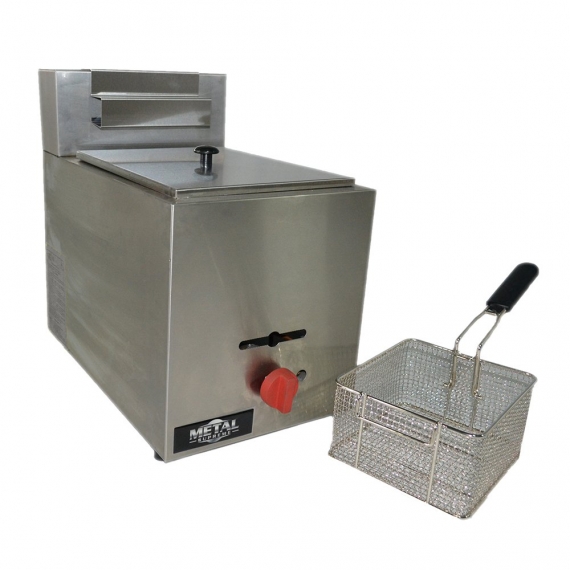 AMPTO F1BGVE Full Pot Countertop Gas Fryer w/ 9-L Capacity, 1 Basket, Manual Controls, LP Gas