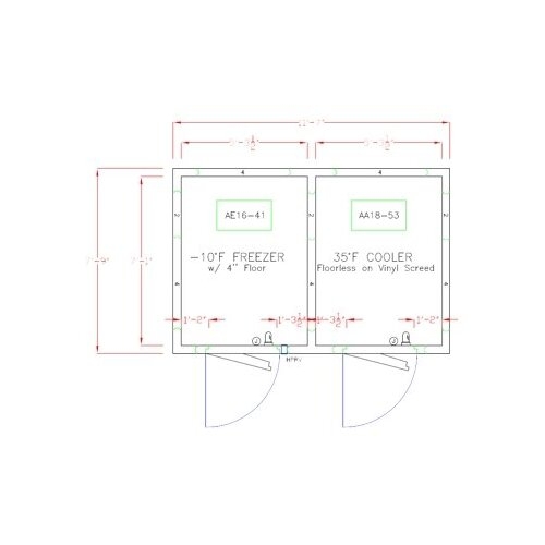 American Panel 8X12-I Indoor Walk-In Cooler/Freezer Combo, Self Contained, 6'/6' Split, Floorless Cooler / with Floor Freezer