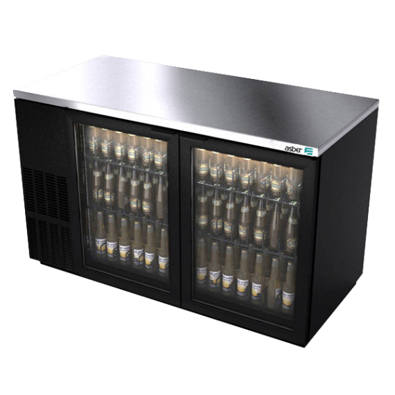 Asber ABBC-58G Back Bar Cooler with 2 Glass Door - 59-1/2