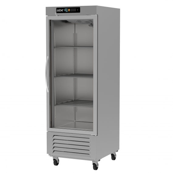 Asber ARR-23-1G-H One Section Reach-in Refrigerator w/ Glass Door, Bottom Mounted, Stainless Steel, 23 cu. ft.