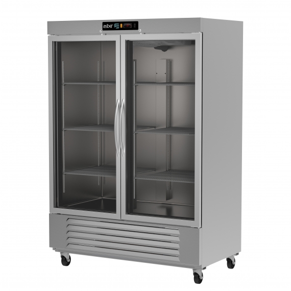Asber ARR-49-2G-H Two Section Reach-in Refrigerator w/ 2 Glass Door, Bottom Mounted, Stainless Steel, 49 cu. ft.
