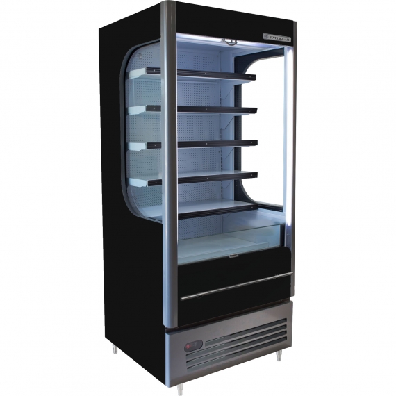Beverage Air VMHC-12-1-B 35'' Black Open Air Merchandiser, 5 Shelves, Vertical Case, Glass Sides, 15.45 cu. ft.