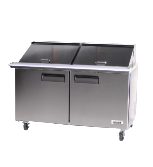 Bison Refrig BST-60-24 Mega Top Sandwich Prep Table w/ 18.6 Cu Ft, 2 Sections, Refrigerated
