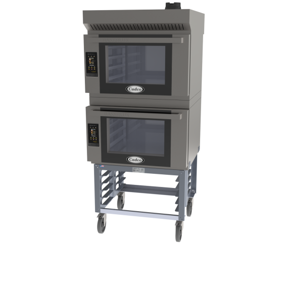 Cadco BLS-4HTD-2H Double Stack Half Size Electric Convection Oven w/ Ventless Hood, Digital Touch Controls