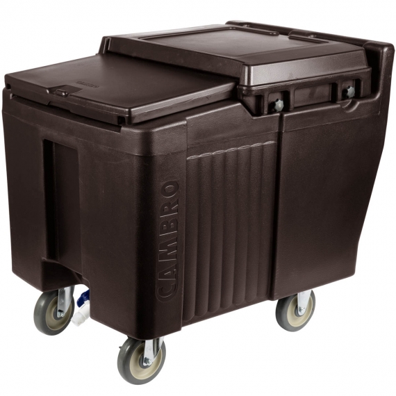 Cambro ICS125L131 SlidingLid™ Insulated Mobile Ice Caddy w/ 125-Lb. Capacity, Plastic, Brown