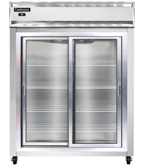 Continental Refrigerator 2RESNSSSGD Reach-In Refrigerator w/ 2 Sections, 2 Glass Doors, 57