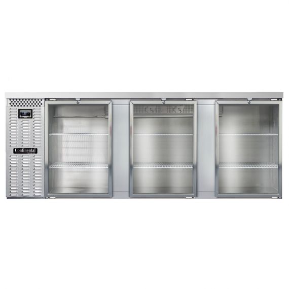 Continental Refrigerator BB90NSSGD Refrigerated Back Bar Cooler w/ 3 Glass Doors, 35 Cu Ft