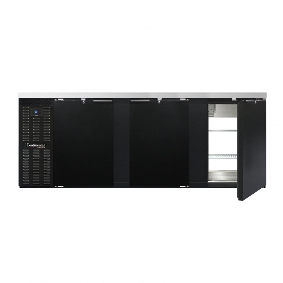 Continental Refrigerator BB90SNPT Pass-Thru Back Bar Cooler w/ 25 Cu Ft, 6 Solid Doors, 90