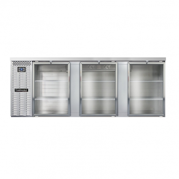 Continental Refrigerator BB90SNSSGD Refrigerated Back Bar Cooler w/ 3 Glass Doors, 25 Cu Ft