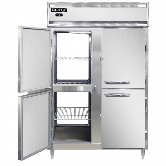 Continental Refrigerator D2FNPTHD 2-Section Pass-Thru Freezer w/ 8 Solid Half-Doors
