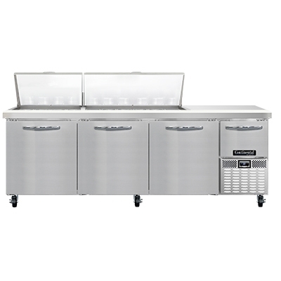 Continental Refrigerator RA93N30M Mega Top Sandwich Unit w/ Refrigerated Base, 3 Full&1 Half Doors