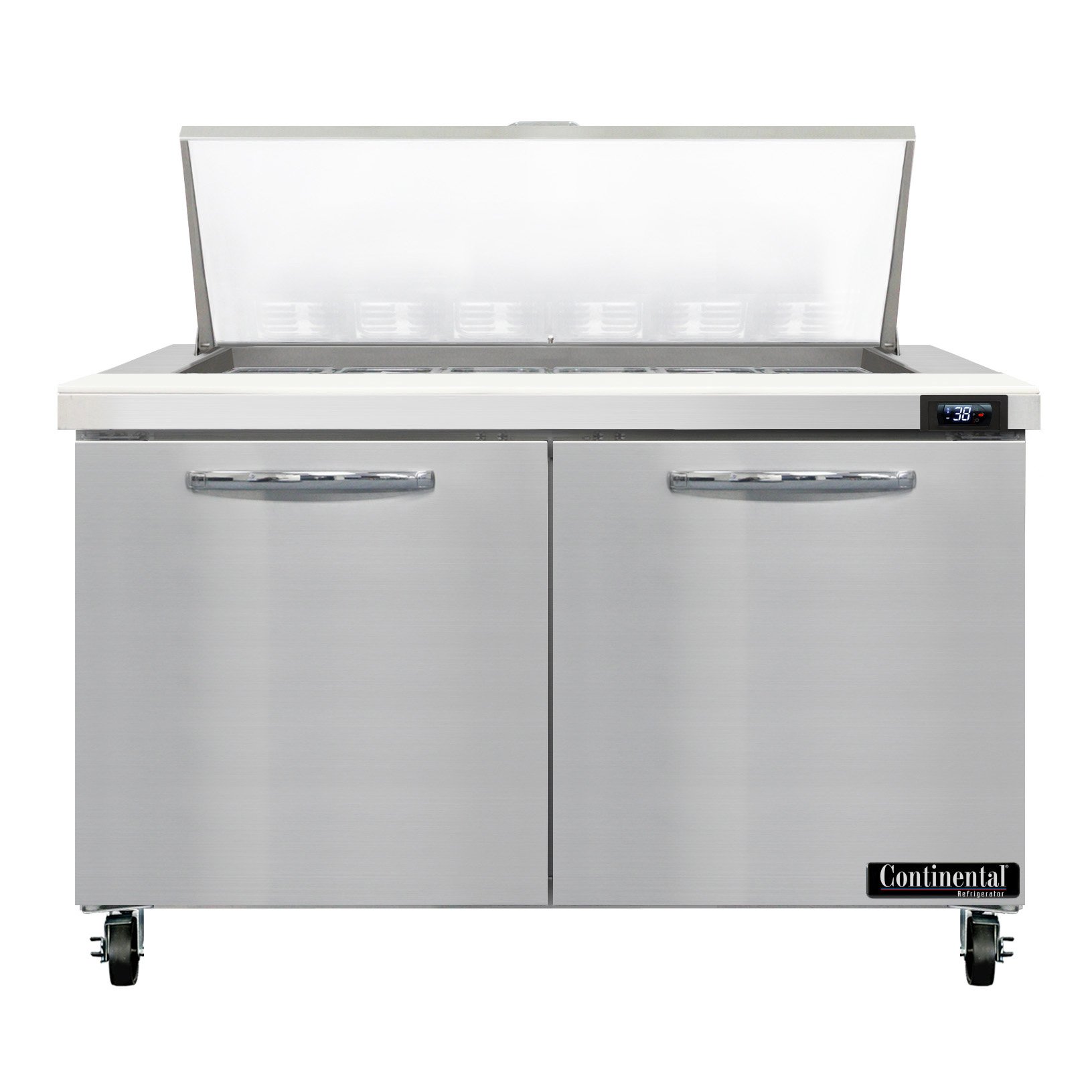 Continental Refrigerator SW48N18M Mega Top Prep Table w/ Refrigerated Base, 13.4 Cu Ft, 2 Doors