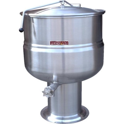 Crown DP-100 Pedestal Base Stationary Direct Steam Kettle w/ 2/3 Jacket, 100 Gallon Capacity