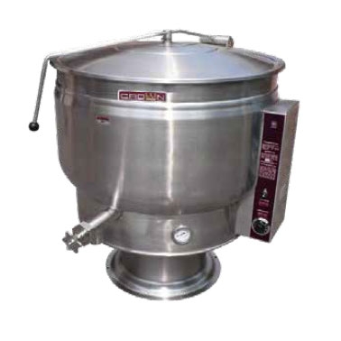 Crown EP-40F Full Jacket Stationary Electric Kettle w/ 40-Gal Capacity, Pedestal Base, Hinged Cover