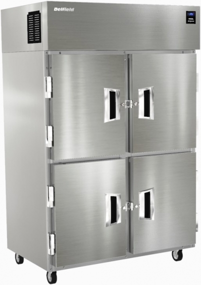 Delfield 6051XL-SH Two Section Reach-In Refrigerator w/ 4 Solid Half Doors, Top Mounted, 43.5 cu. ft.