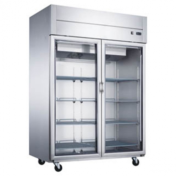 Dukers Appliance Co D55AR-GS2 Two Section Reach-In Refrigerator w/ 2 Glass Doors, Top Mount, Stainless Steel, 42 cu. ft.