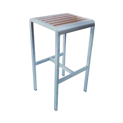 emu AB1221 Aluminum Sid Backless Barstool w/ Wood-Look Slat Seat - Indoor / Outdoor