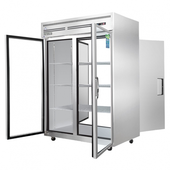 Everest ESPT-2G-2S Two Section Pass-Thru Refrigerator w/ 2 Solid & 2 Glass Full Doors, Top Mount, 48 cu. ft.