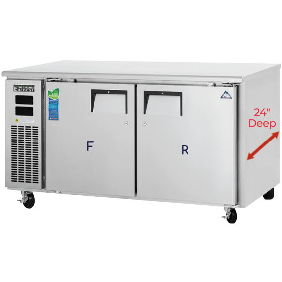 Everest Refrigeration ETRF2-24 Reach-In Undercounter Refrigerator Freezer