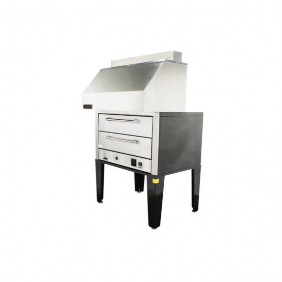 HoodMart 50” Electric Single Deck Pizza Oven 1 PH w/ Ventless Hood - Incl. Fire Supp.