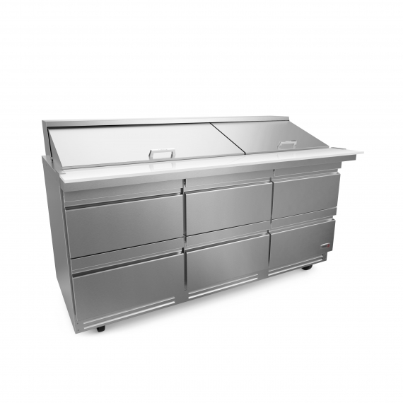 Fagor FMT-72-30-D6-N Mega Top Refrigerated Prep Table w/ 6 Drawers, (30) 1/6 Pans, 1/3 HP