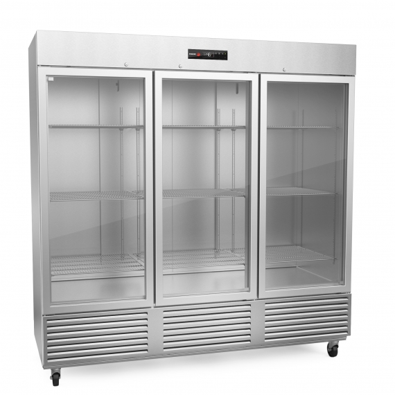 Fagor Refrigeration QVR-3G-N Three Section Reach-In Refrigerator w/ 3 Glass Doors, Bottom Mount, Stainless Steel, 76 cu. ft.