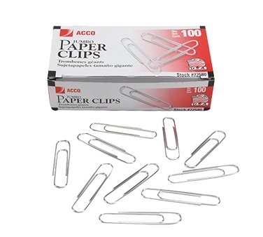 FMP 139-1030 Paper Clips, jumbo, tin-plated
